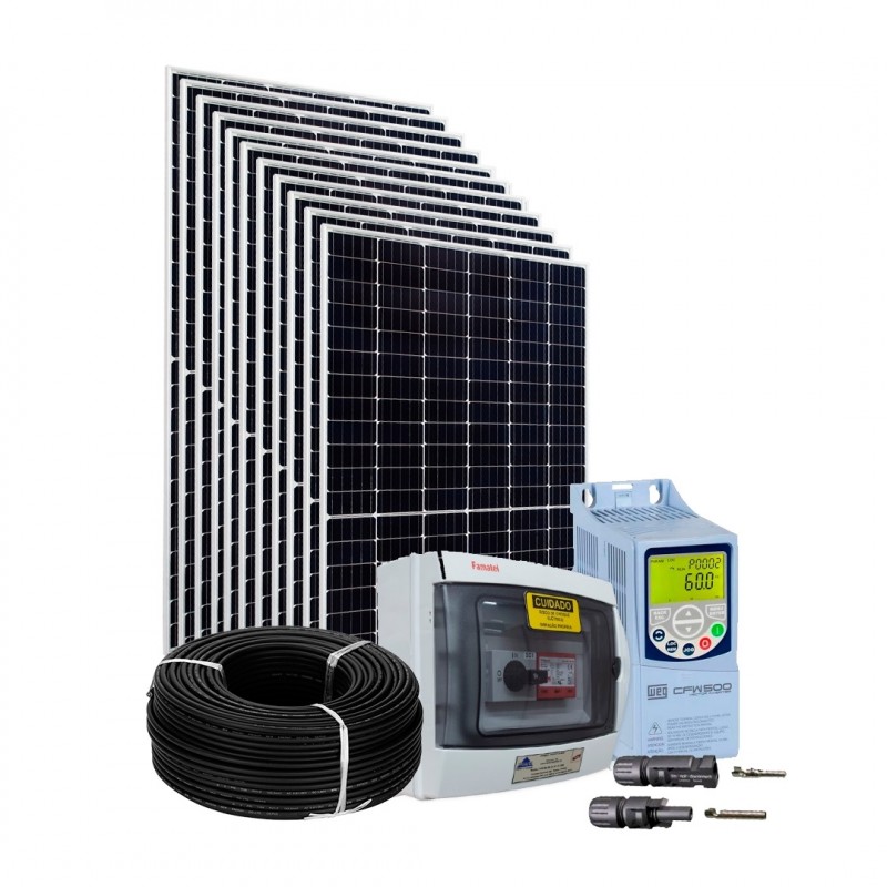 Kit Solar p/ Bomba 3 a 5 CV Trifásica 220V – com Inversor WEG Solar Drive CFW500